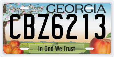 GA license plate CBZ6213
