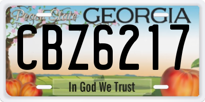 GA license plate CBZ6217
