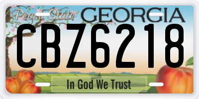 GA license plate CBZ6218