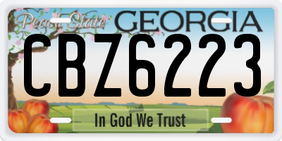 GA license plate CBZ6223