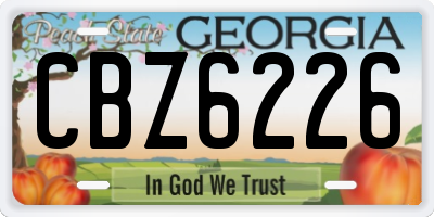 GA license plate CBZ6226