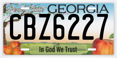 GA license plate CBZ6227