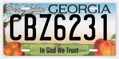 GA license plate CBZ6231