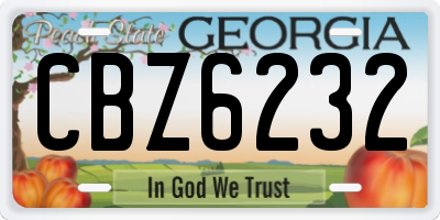 GA license plate CBZ6232