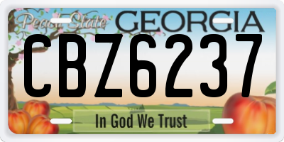 GA license plate CBZ6237
