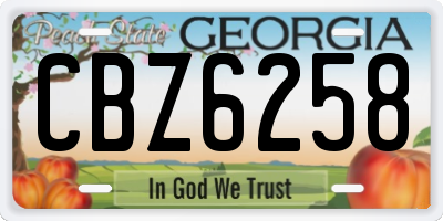 GA license plate CBZ6258