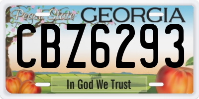 GA license plate CBZ6293