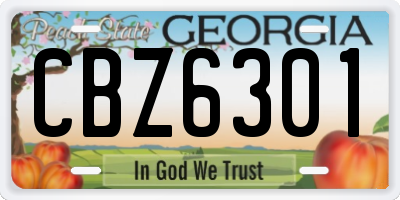 GA license plate CBZ6301