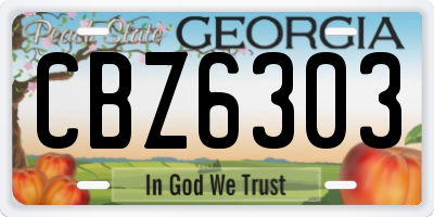 GA license plate CBZ6303