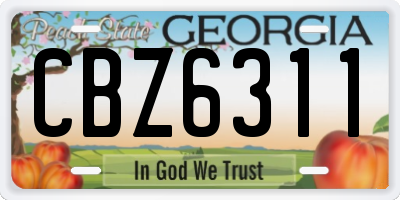 GA license plate CBZ6311