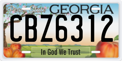 GA license plate CBZ6312