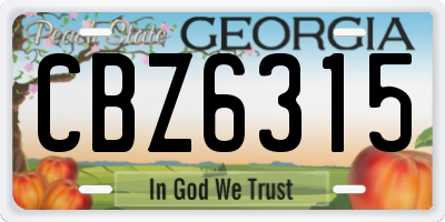 GA license plate CBZ6315