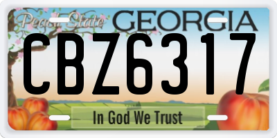 GA license plate CBZ6317