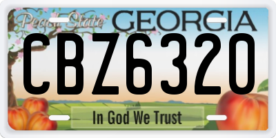 GA license plate CBZ6320