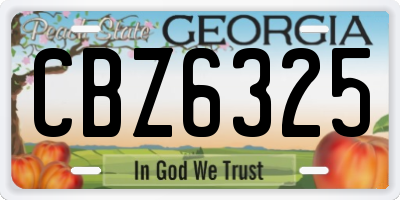 GA license plate CBZ6325