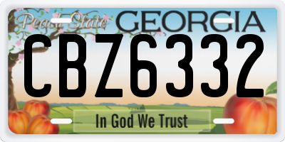 GA license plate CBZ6332