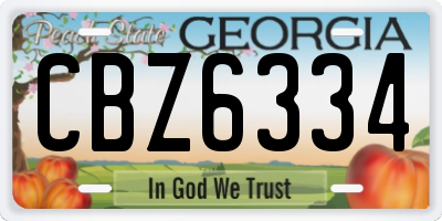 GA license plate CBZ6334