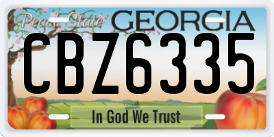 GA license plate CBZ6335