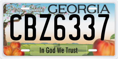 GA license plate CBZ6337