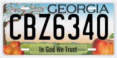 GA license plate CBZ6340