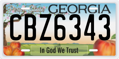 GA license plate CBZ6343