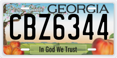GA license plate CBZ6344
