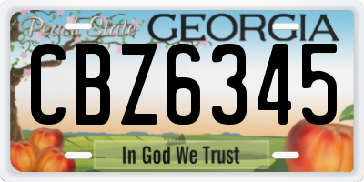 GA license plate CBZ6345