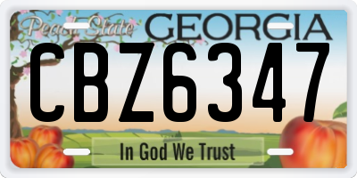 GA license plate CBZ6347