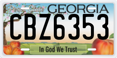 GA license plate CBZ6353