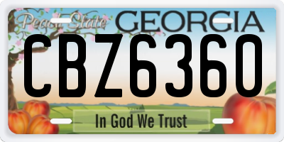 GA license plate CBZ6360