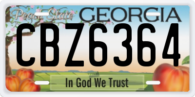 GA license plate CBZ6364