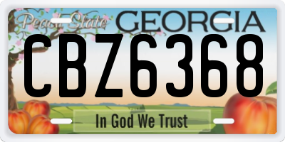 GA license plate CBZ6368