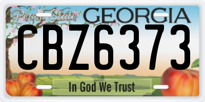 GA license plate CBZ6373