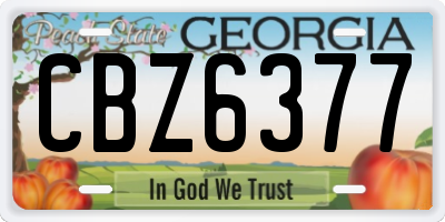 GA license plate CBZ6377