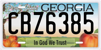 GA license plate CBZ6385