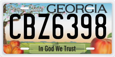 GA license plate CBZ6398