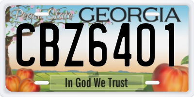 GA license plate CBZ6401