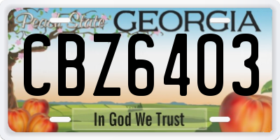GA license plate CBZ6403