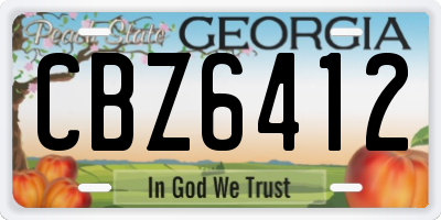 GA license plate CBZ6412