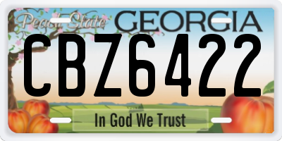 GA license plate CBZ6422