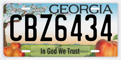 GA license plate CBZ6434