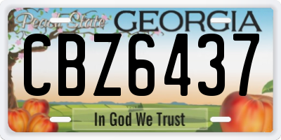 GA license plate CBZ6437