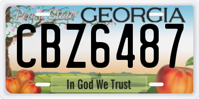 GA license plate CBZ6487
