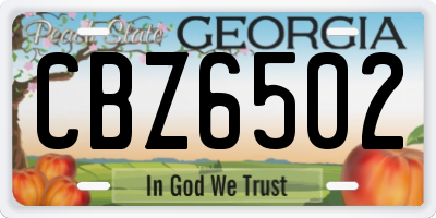 GA license plate CBZ6502
