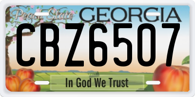 GA license plate CBZ6507