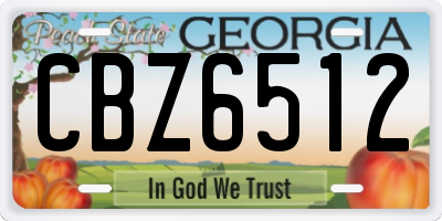 GA license plate CBZ6512