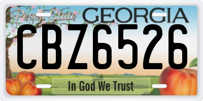 GA license plate CBZ6526