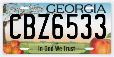 GA license plate CBZ6533