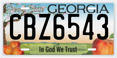 GA license plate CBZ6543