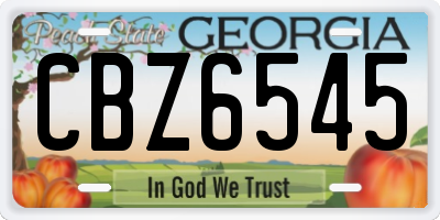 GA license plate CBZ6545